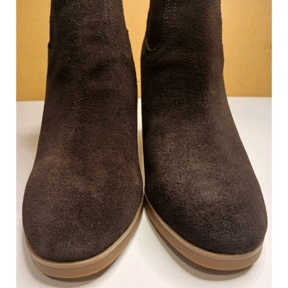 Giani Bernini Sz 8.5 Olaa Brown Suede Leather Bootie Heels Zip-up Memory Foam - Picture 5 of 14